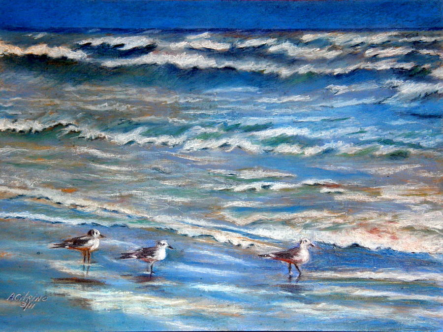 Wildlife Pastel - Windy Day at the Gulf    Pastel    by Antonia Citrino