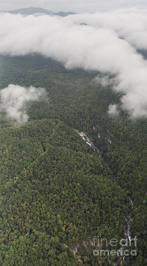 Windy Falls Waterfall Aerial Photo in Nantahala National Forest Photograph by David Oppenheimer
