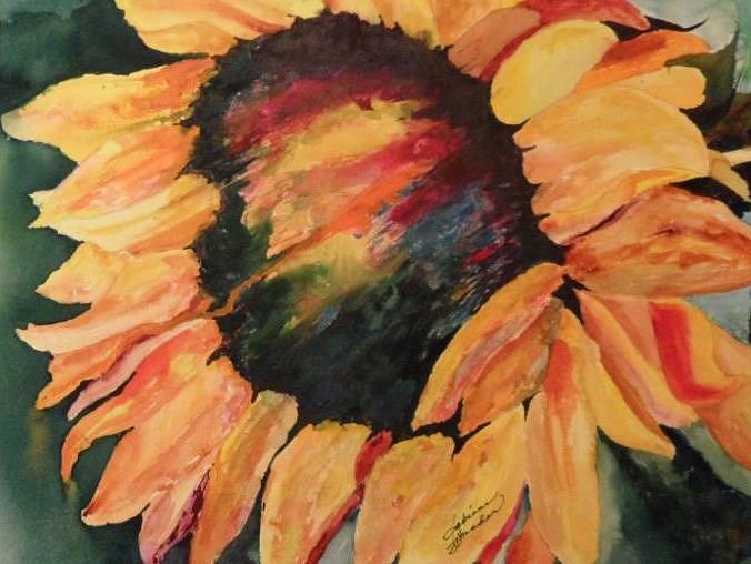 Windy Sunflower Painting by Fabiene Mader - Fine Art America