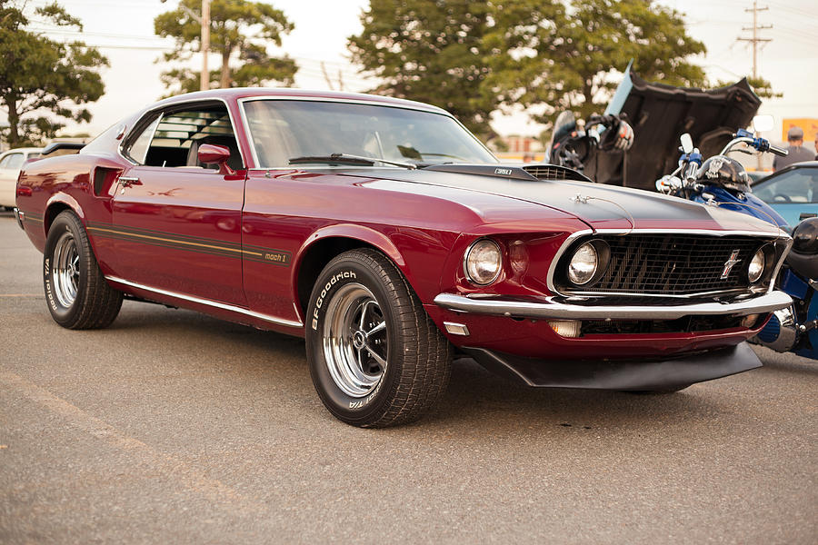 Wine 1969 Ford Mustang Mach 1 Photograph by Sshaw75