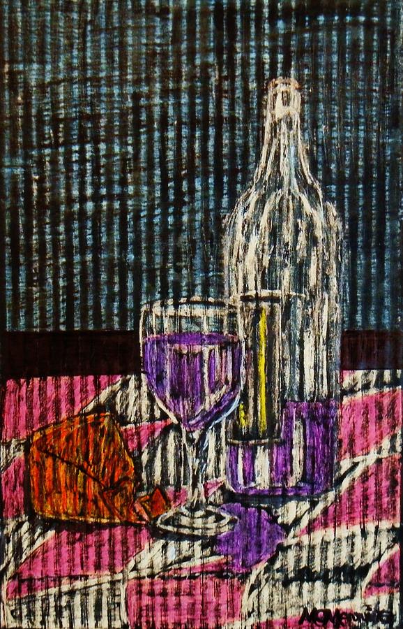 Wine And Cheese Painting by Celeste Manning
