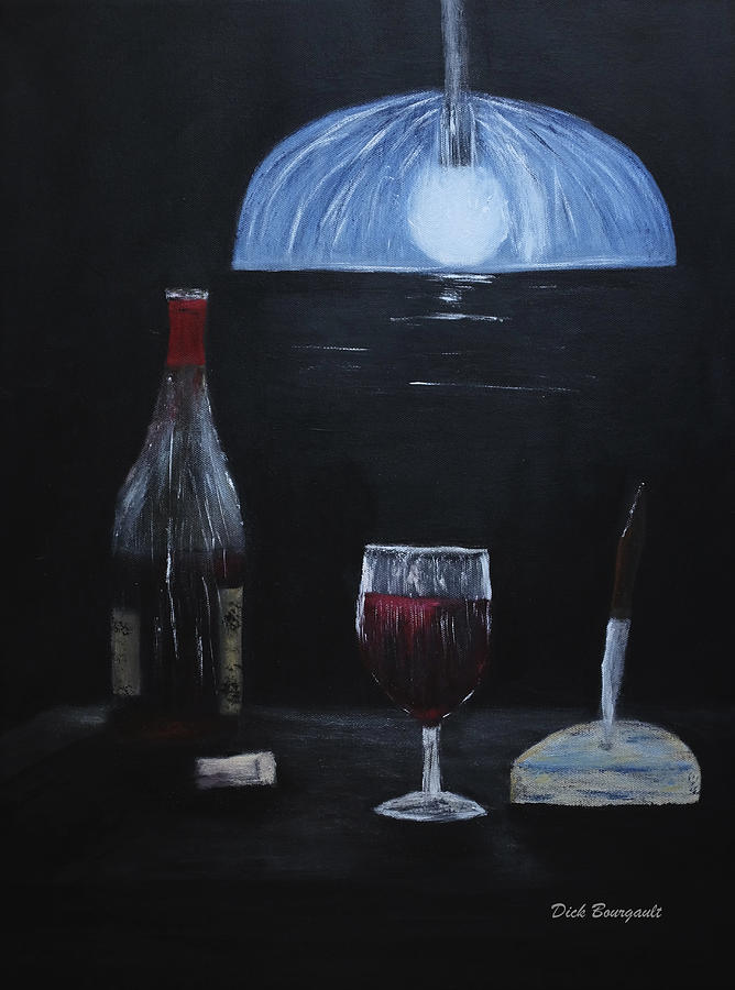 Wine and Cheese Painting by Dick Bourgault
