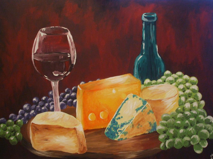 Wine Photograph - Wine and cheese by Meagan Johnson