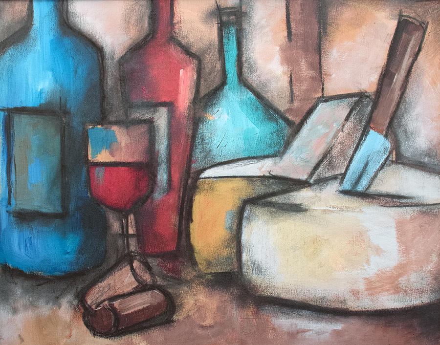 Wine and Cheese Painting by Sean Parnell