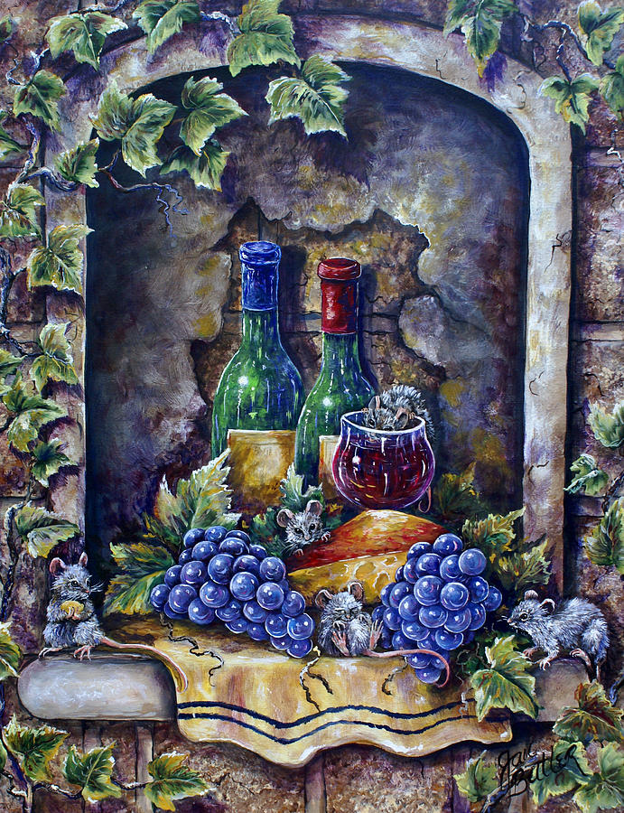 Wine and Cheese Social Painting by Gail Butler