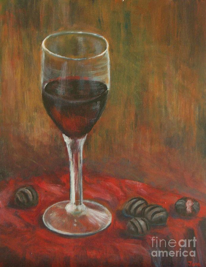 Wine and Chocolate Painting by Jana Baker