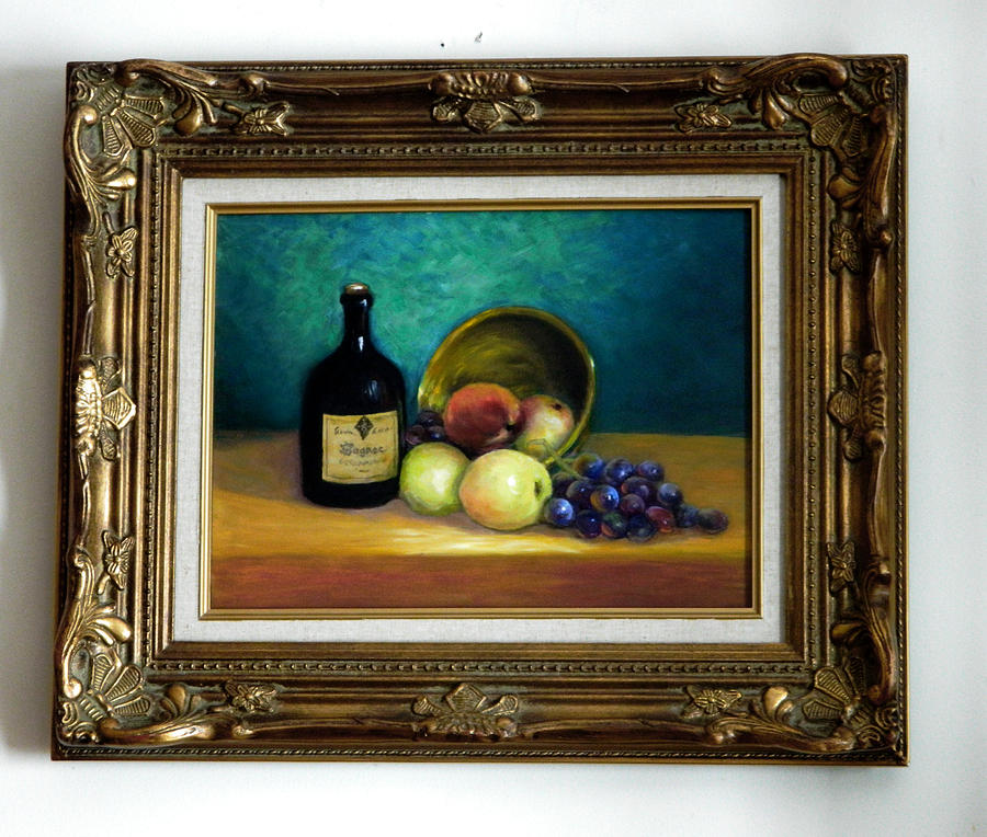 Wine and Fruit Painting by Sandra Nardone