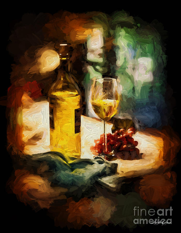 Wine and Grapes Digital Art by Linda Olsen