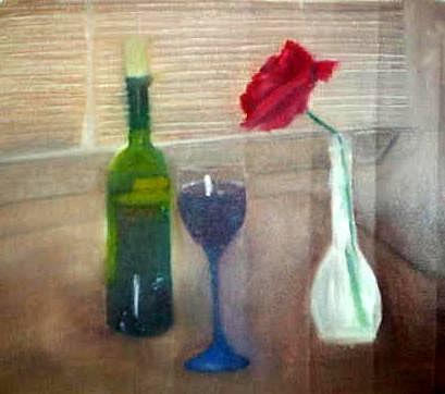 Wine and Rose Painting by Sheila Mashaw