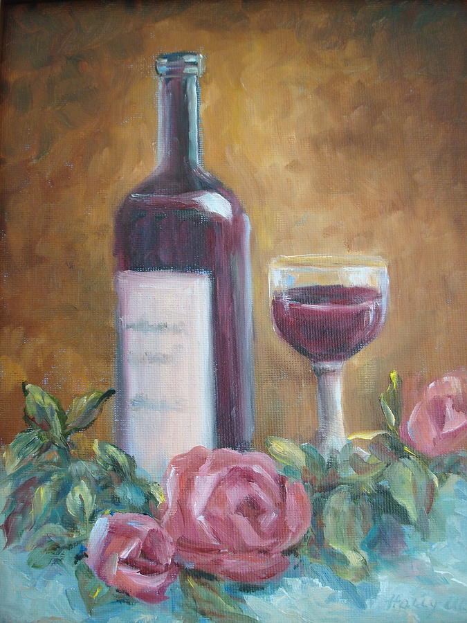 Rose Painting - Wine and Roses by Holly LaDue Ulrich