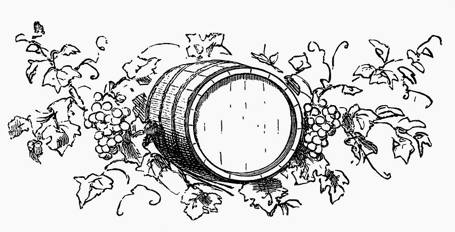 wine barrel clipart black and white
