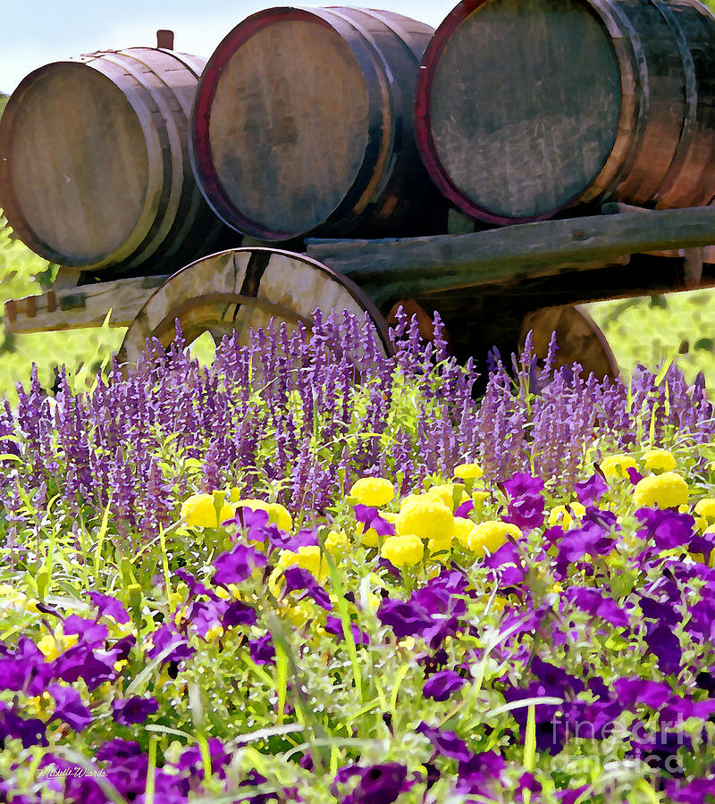 Landscape Digital Art - Wine Barrels at V. Sattui Napa Valley by Michelle Constantine
