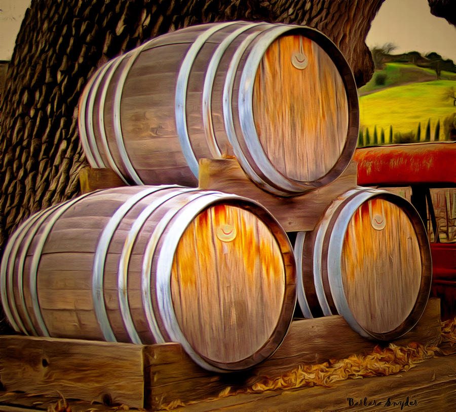 Wine Barrels Blackjack Winery Painting by Barbara Snyder