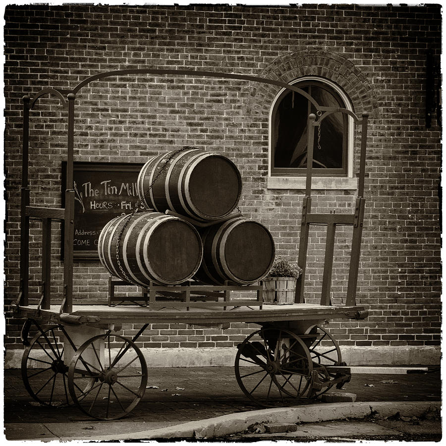 Wine Barrels on RR Cart Hermann MO DSC09285 Photograph by Greg Kluempers