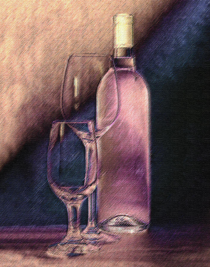 Wine Photograph - Wine Bottle with Glasses by Tom Mc Nemar