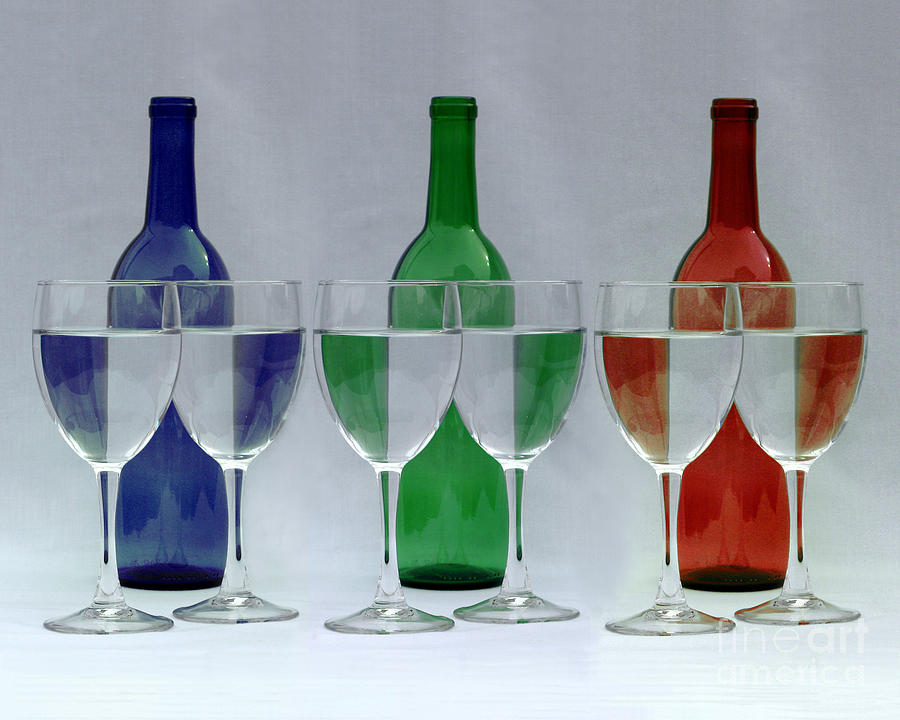 Wine Bottles and Glasses Illusion Photograph by Jack Schultz