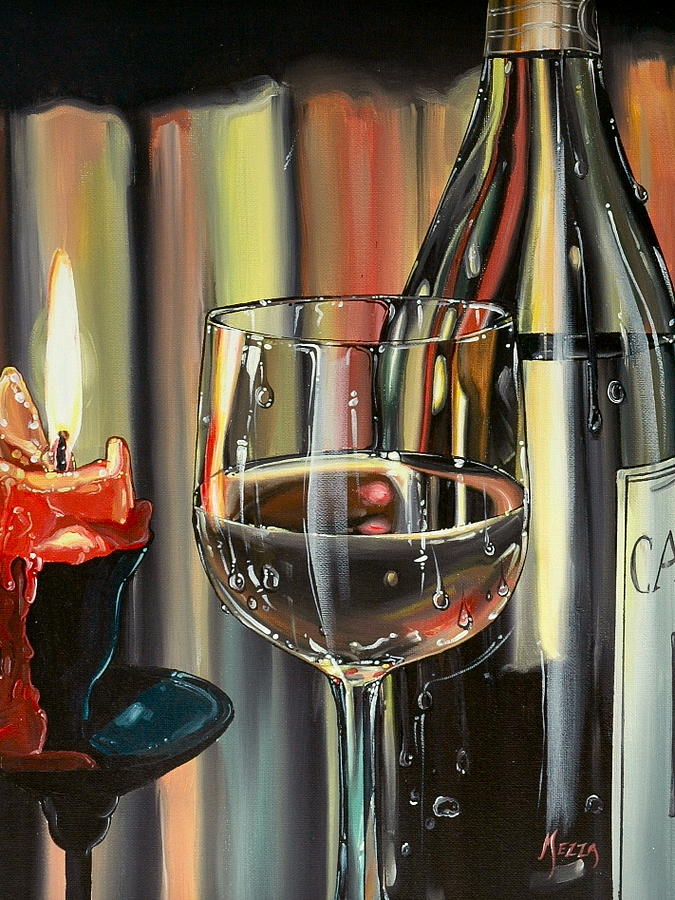 Wine Painting - Wine by Candlelight by Anthony Mezza