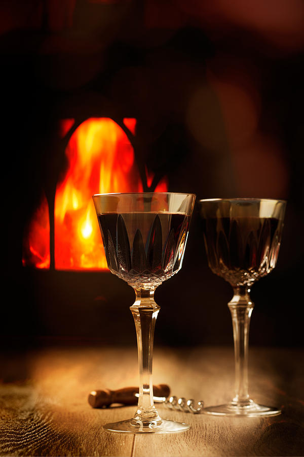 Wine Photograph - Wine By The Fire by Amanda Elwell