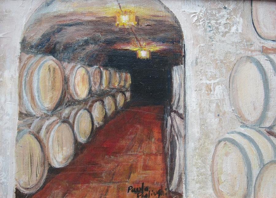 Wine Cellar Painting by Paula Pagliughi