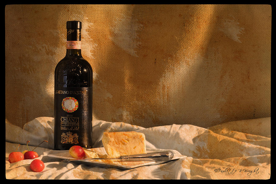Wine Cherries and Cheese Photograph by Paulette B Wright