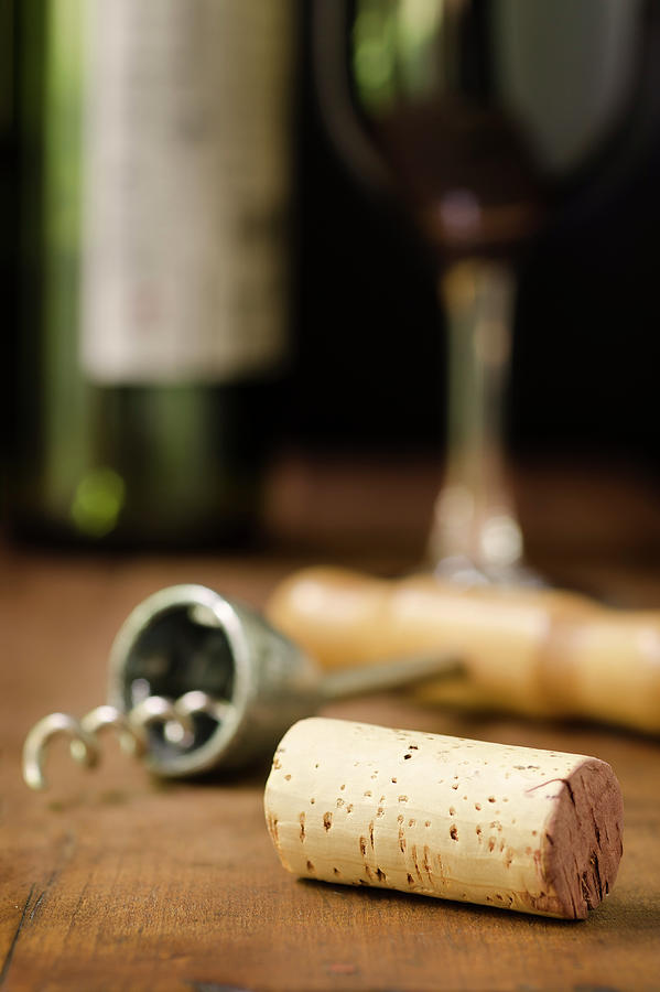 Wine Cork, Corkscrew, Wineglass, And Photograph by 1morecreative