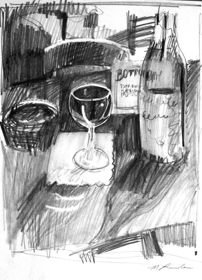 Wine Glass Drawing by Mark Lunde