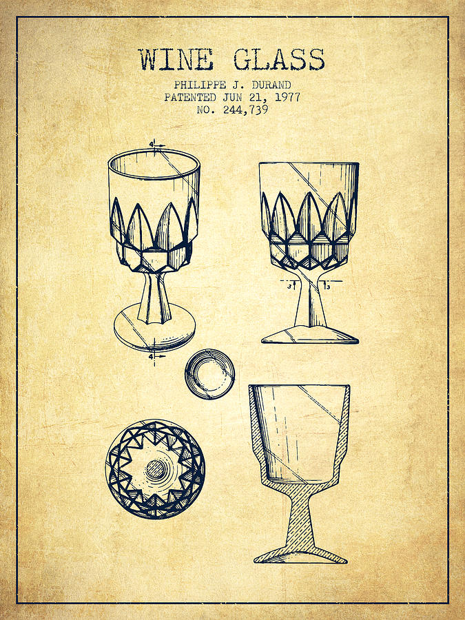Wine Glass Patent From 1977 - Vintage Digital Art
