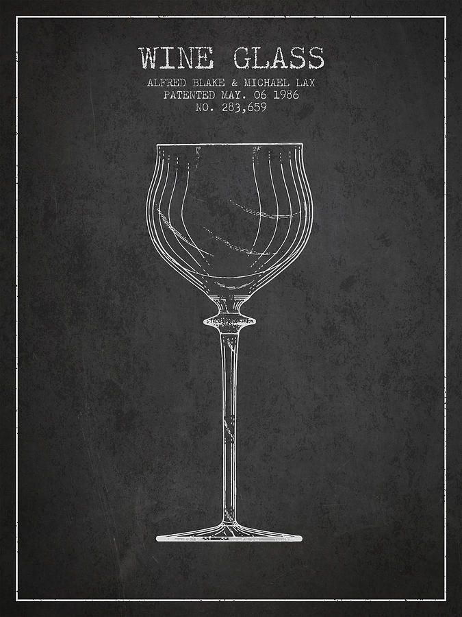 Wine Glass Patent From 1986 - Charcoal Digital Art