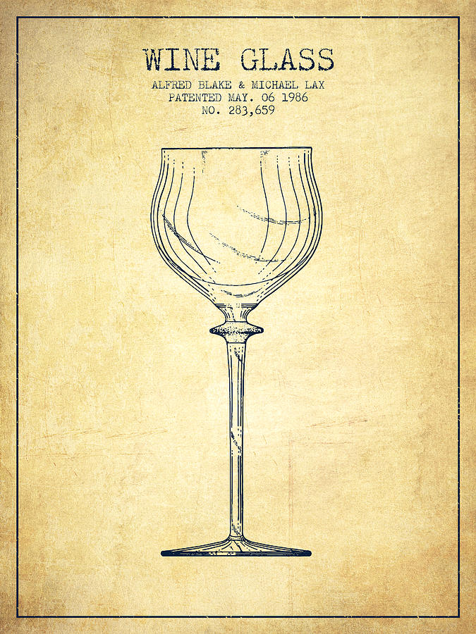 Wine Glass Patent From 1986 - Vintage Digital Art