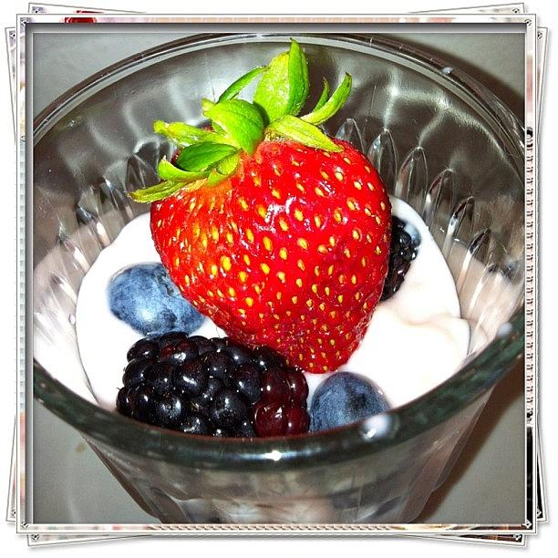 Wine Glass Triple Berry Yogurt Parfait Photograph by Kristine Knowlton