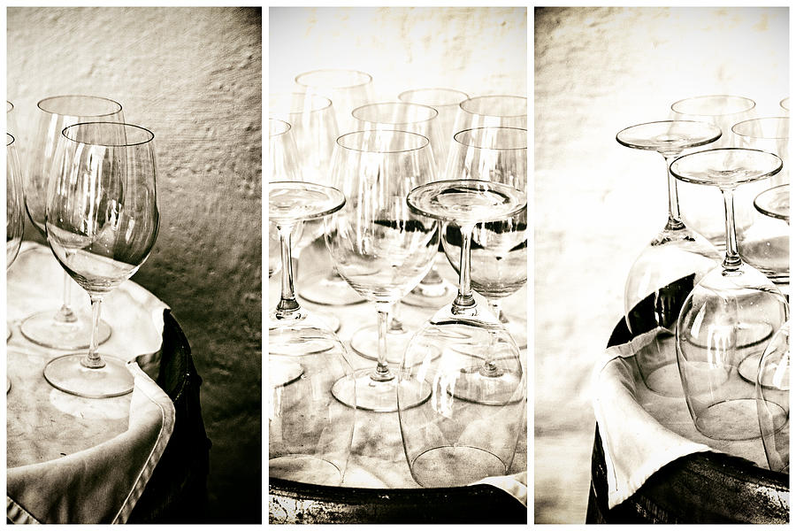 Wine Glasses Triptych Photograph by Georgia Clare