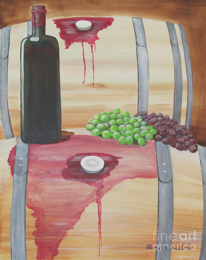 Wine N Grapes Painting by Edward Maldonado