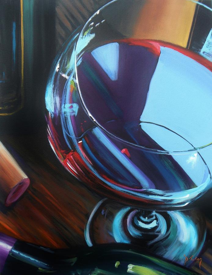 Wine Reflections Painting by Donna Tuten
