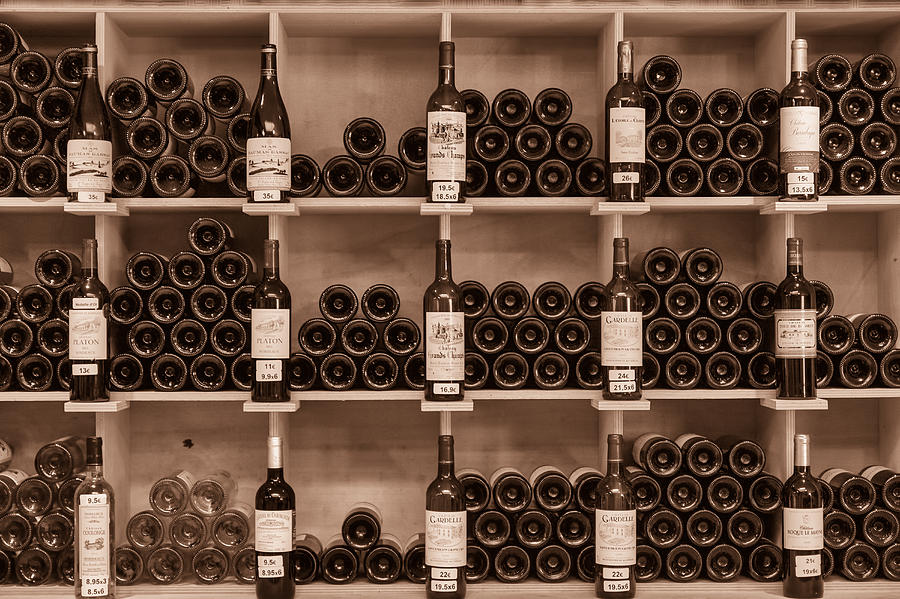 Wine Shelf Toned Photograph by Georgia Clare