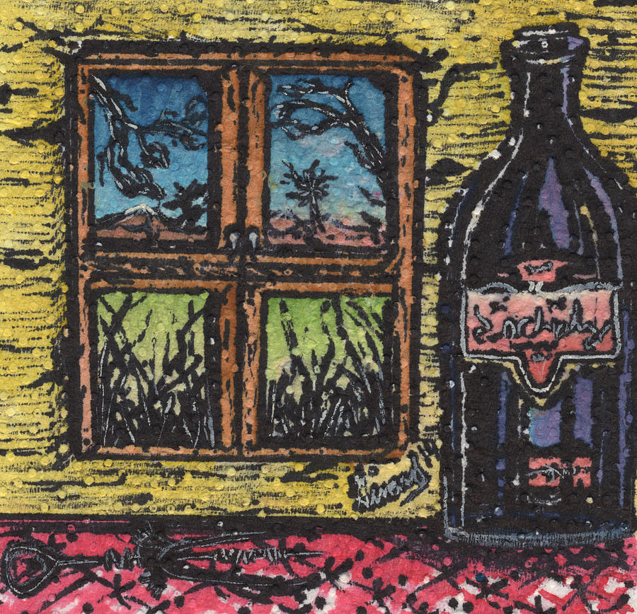 Bottle Drawing - Wine With a View by Jason Girard