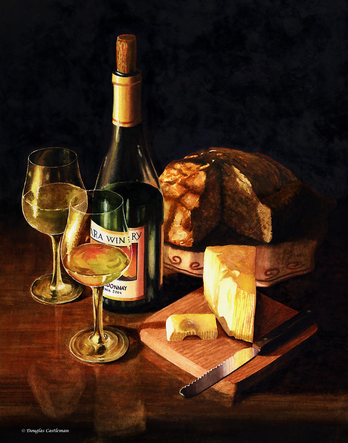 Wine with Cheese Painting by Douglas Castleman