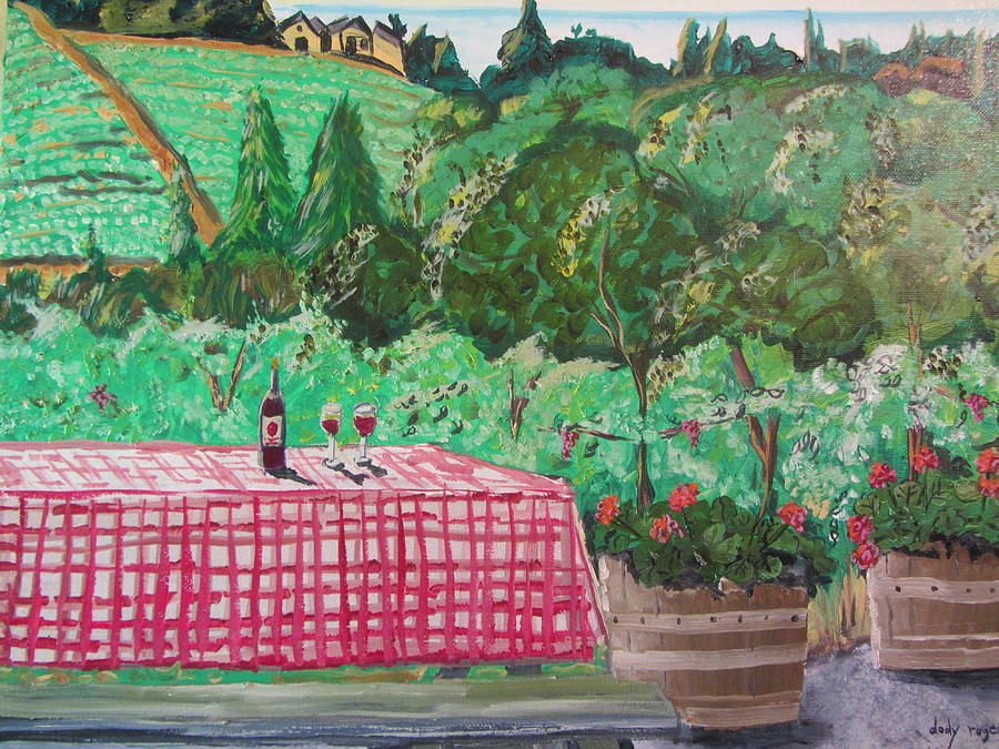 Winery Picnic Painting by Dody Rogers