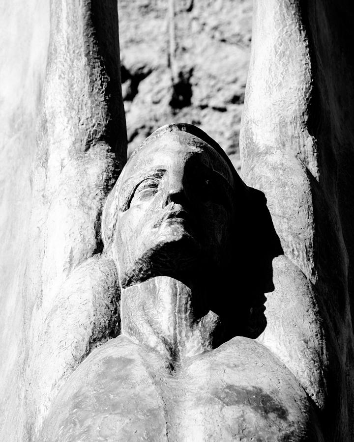 Statue Photograph - Winged Face by Alex Snay