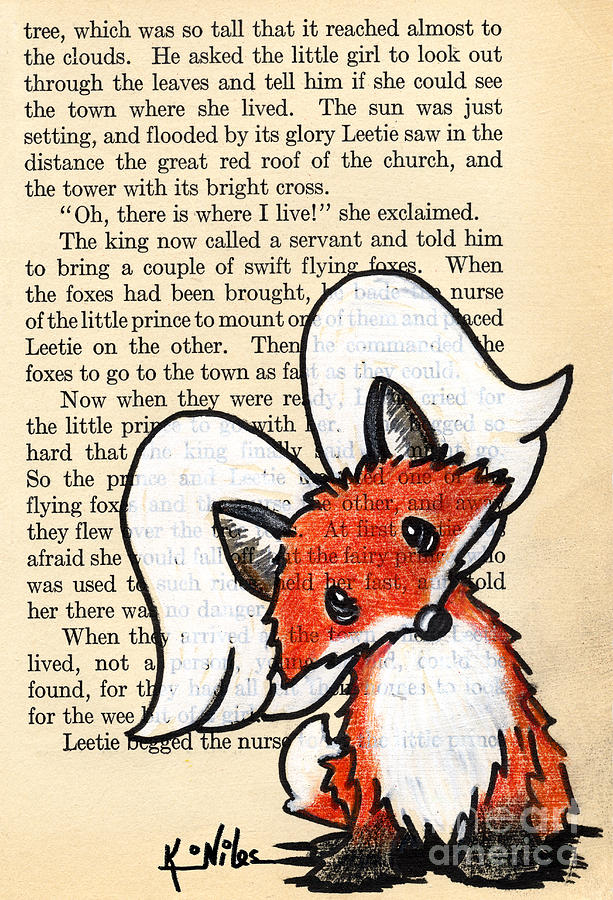 Winged Fox Drawing by Kim Niles