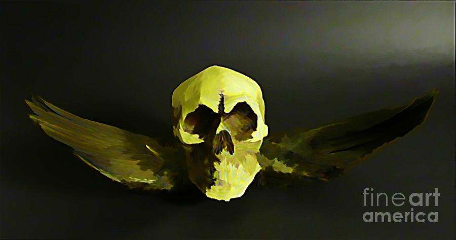 Feather Digital Art - Winged Skull Two by John Malone