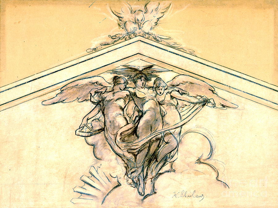 Winged Women Mural Study 1898 Photograph by Padre Art