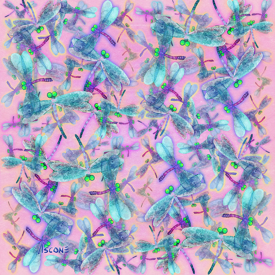 Wings in Square on Pink Painting by Teresa Ascone