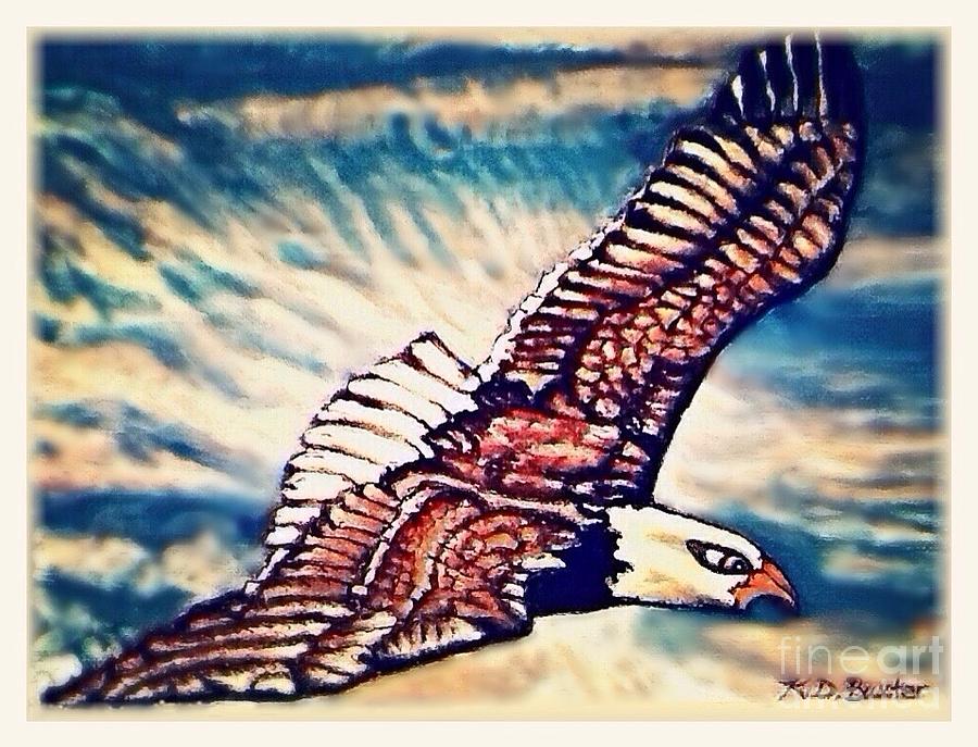 Wings of Flight in Traditional Blue and White Painting by Kimberlee Baxter