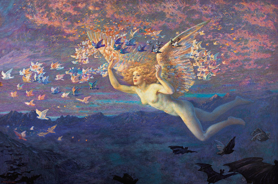 Wings of the morning Painting by Edward Robert Hughes