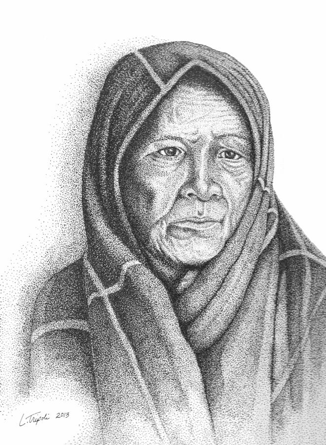 Winnebago Woman Drawing by Lawrence Tripoli