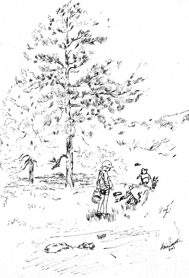 Winnie The Pooh goes on a Picnic after E H Shepard Painting by Maria Hunt Winnie The Pooh goes on a Picnic after E H Shepard Painting by Maria Hunt