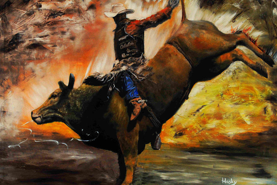Cowboy Painting - Winning Round by Peter Hasky Sokol