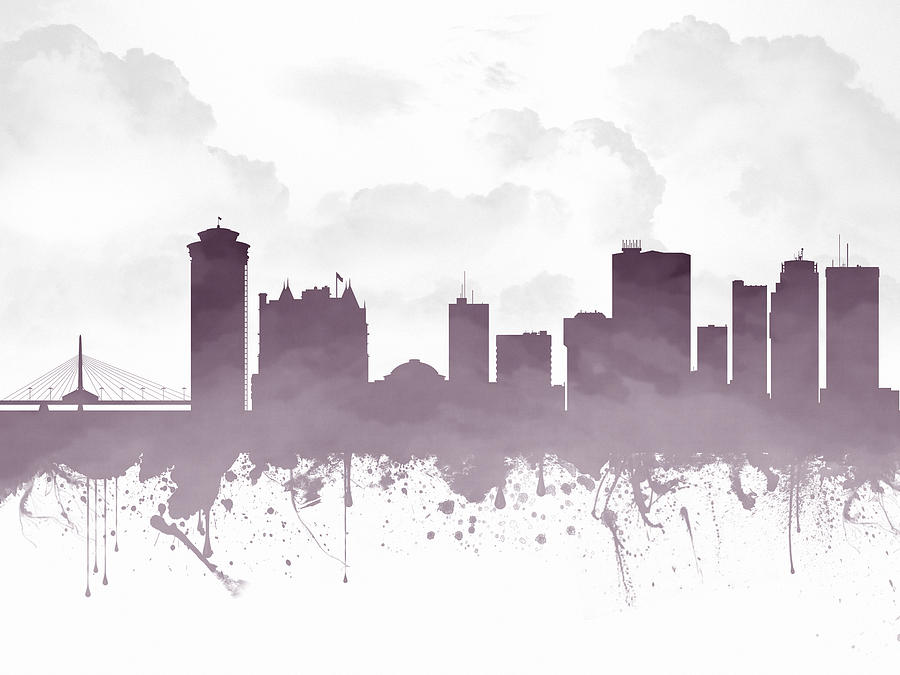Winnipeg Manitoba Skyline - Purple 03 Digital Art
