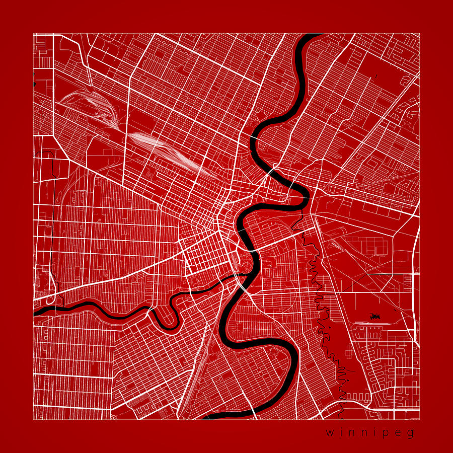 Winnipeg Street Map - Winnipeg Canada Road Map Art On Color Digital Art