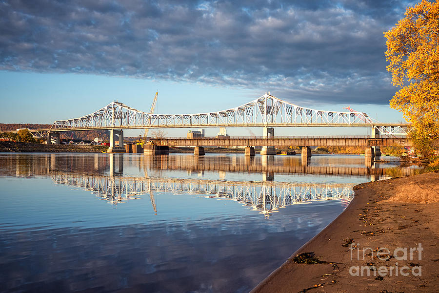 Winona Bridge in Fall 2x3 Photograph by Kari Yearous